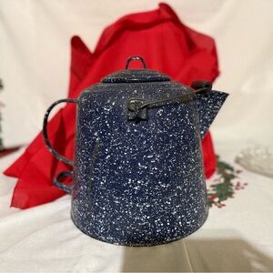 Speckled Blue Enamel Teapot